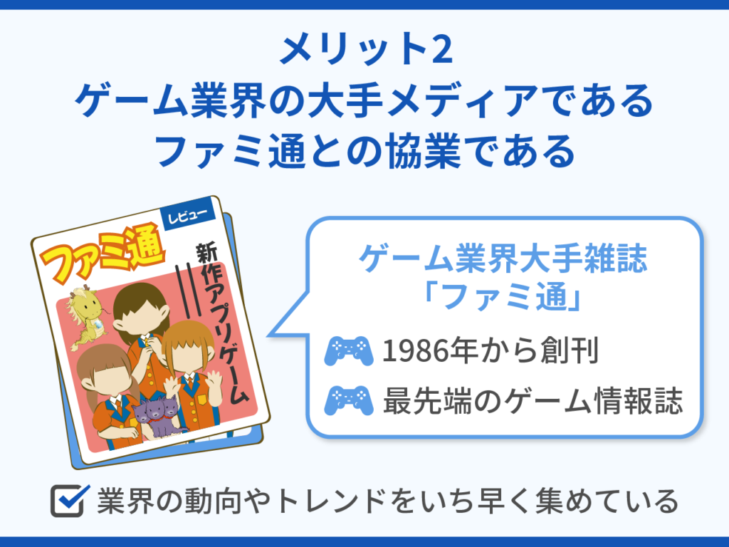 ゲーム業界の大手メディアであるファミ通との協業である