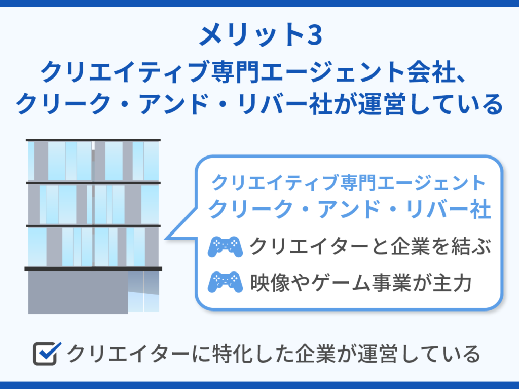 クリエイティブ専門エージェンシー会社、クリークアンドリバー社が運営している