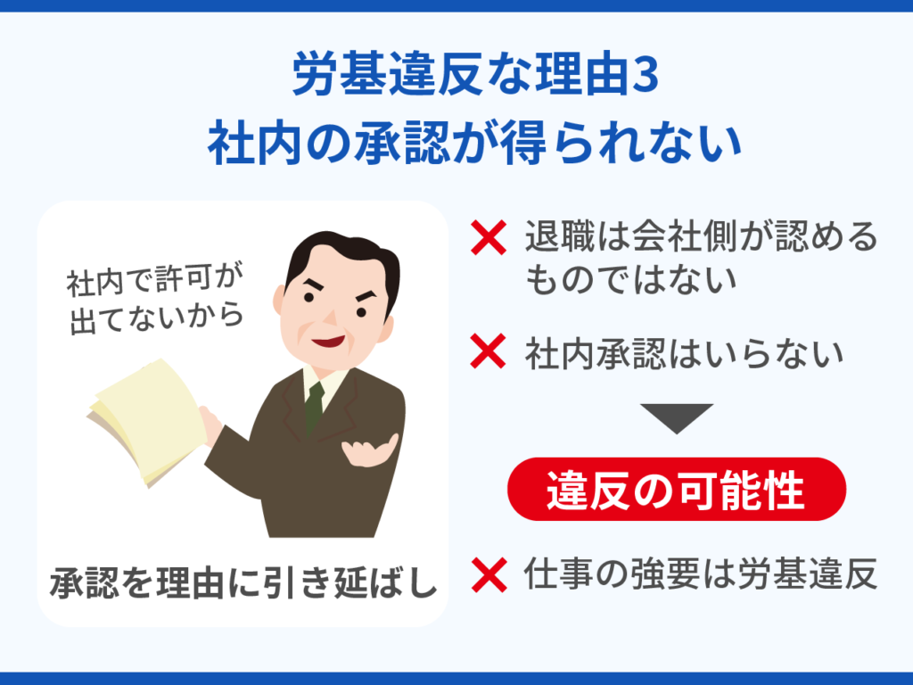 労基違反の退職できない理由3.社内の承認が得られない(一切関係ない)