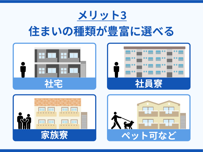 26_スミジョブの強み・メリット3_住まいの種類が豊富に選べる