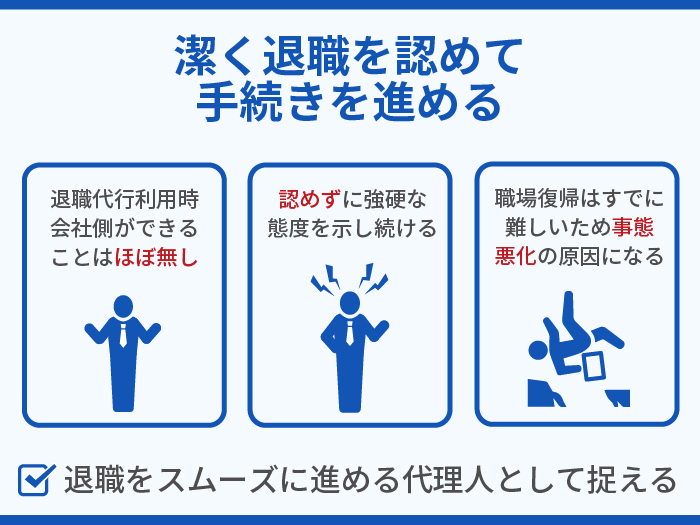 潔く退職を認めて手続きを進める