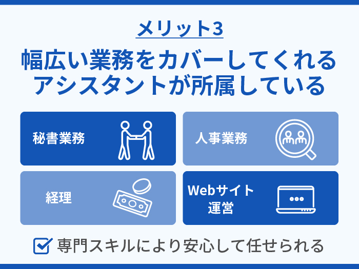 タスカルの強み・メリット3.幅広い業務をカバーしてくれるアシスタントが所属している