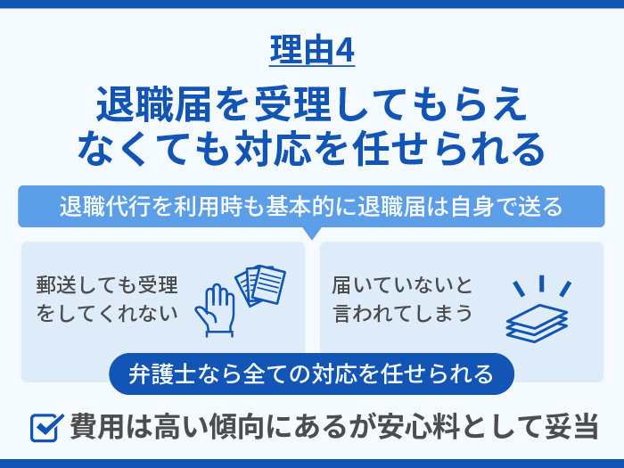 弁護士の退職代行がおすすめできる理由4.退職届を受理してもらえなくても対応を任せられる